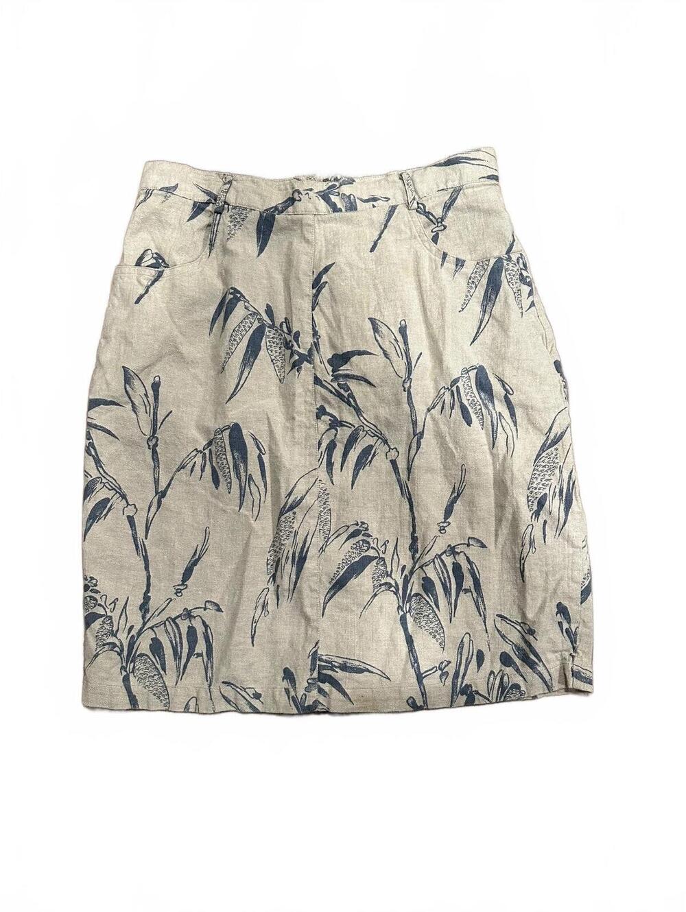 Linen Newport News beige floral skirt